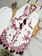 Contemporary Floral Embroidered Suit with Delicate Sheer Dupatta