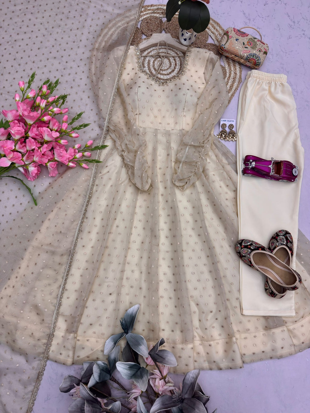 Regal Tradition Embellished Anarkali Ensemble with Intricate Border Detailing