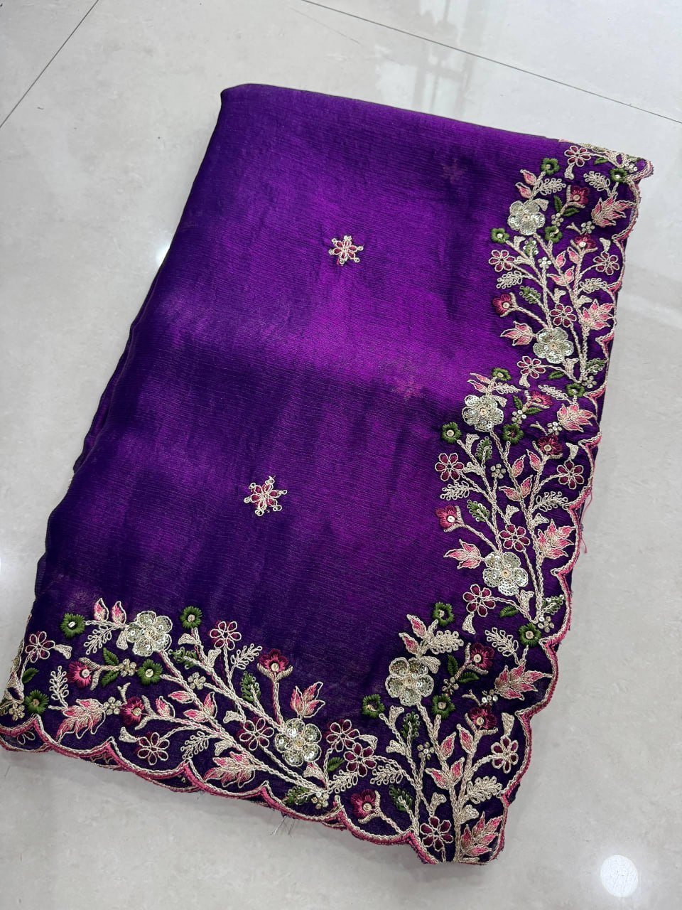 Ornate Vine Embroidery Draped Across a Regal Festive Silhouette