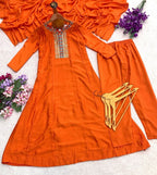 Festive Celebration Embroidered Neckline Anarkali Suit Set