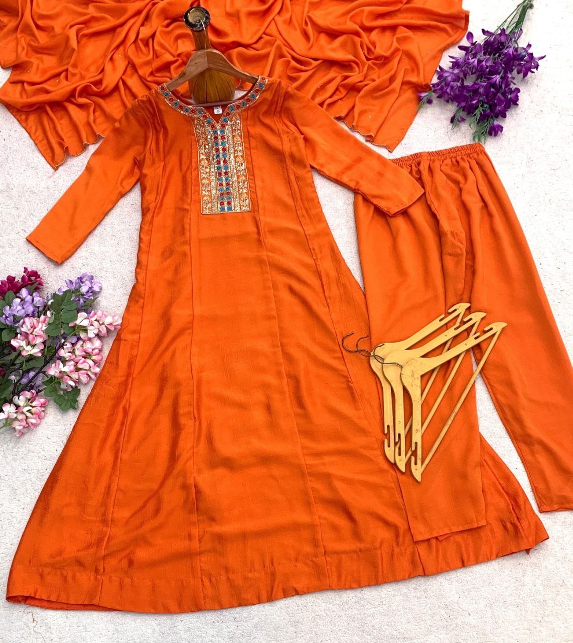 Festive Celebration Embroidered Neckline Anarkali Suit Set