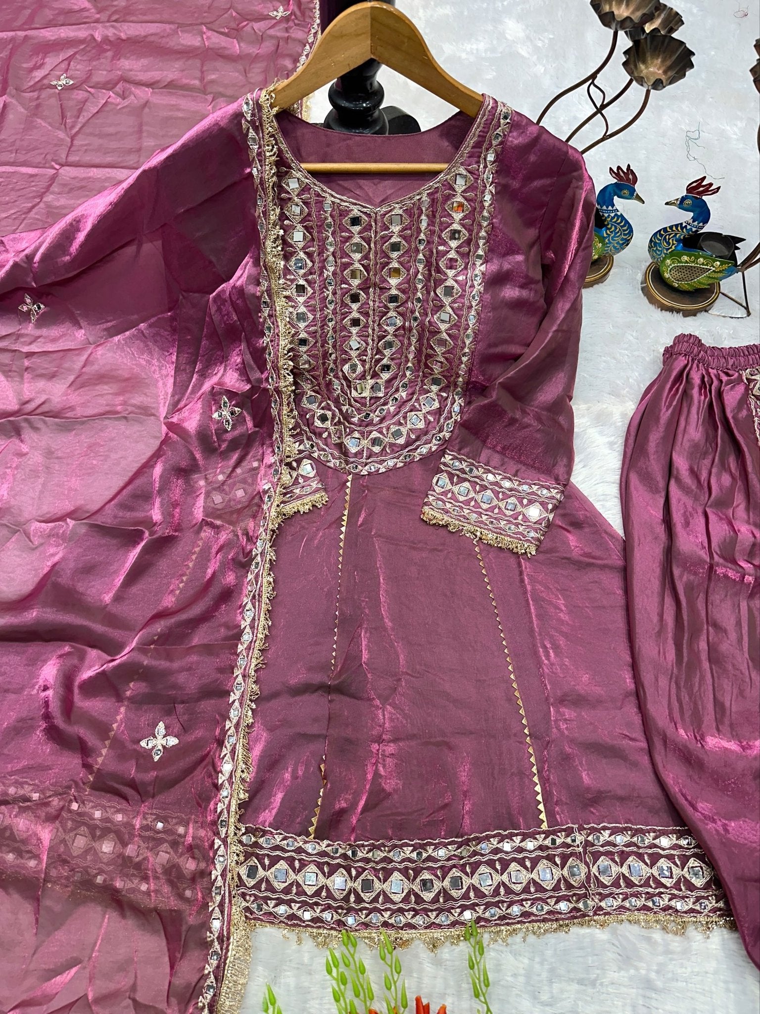 Regal Mirrorwork Palazzo Ensemble for Festive Celebrations