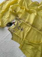 Artisanal Chanderi Palazzo Suit with Intricate Mirror Work Detailing