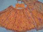 Organza Printed Lehenga Set with Intricate Sequined Threadwork