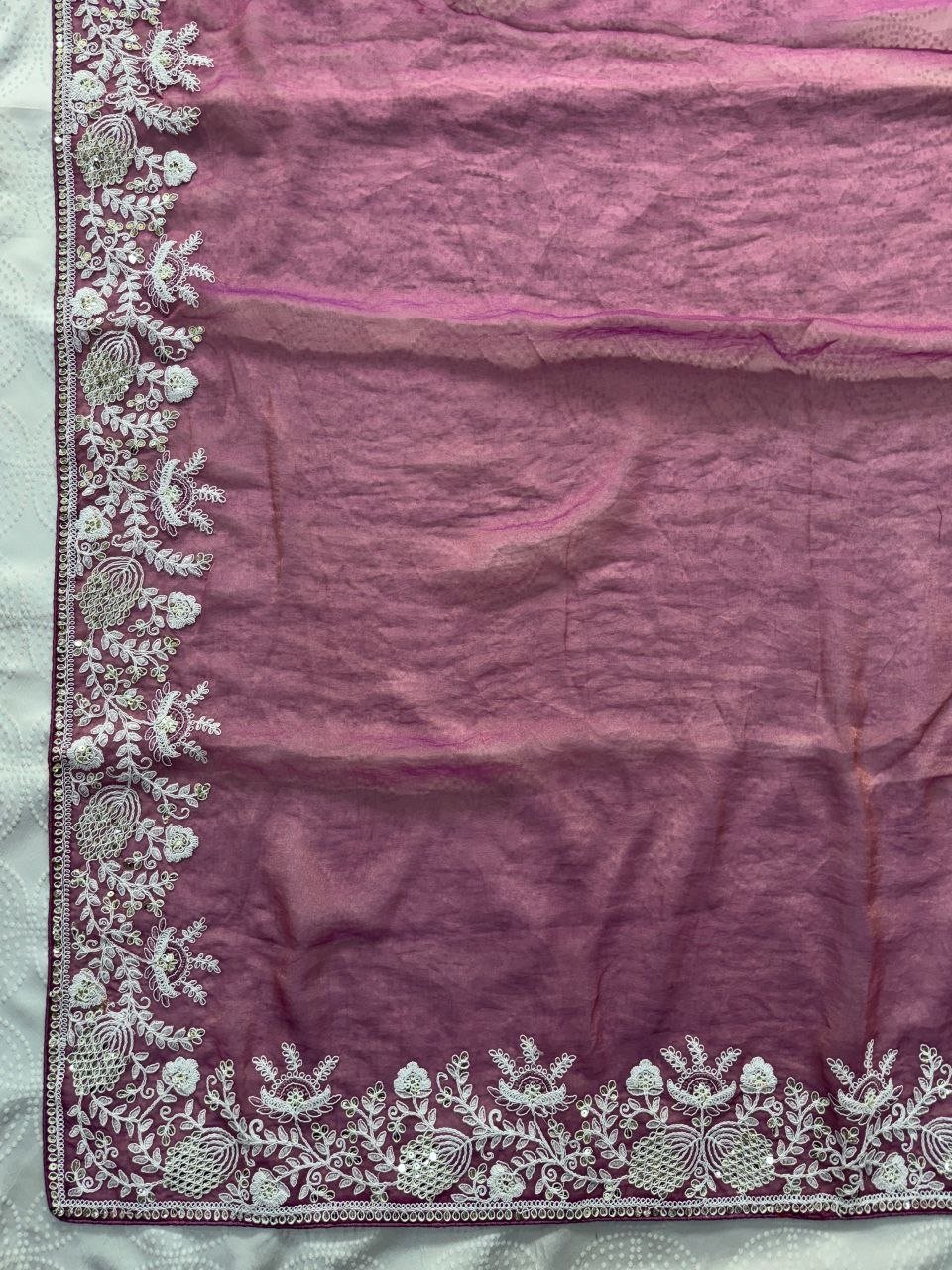 Regal Tradition Embroidered Saree with Intricate Floral Border and Royal Charm - Surat Wholesale Ethnic Wear (Photo 6)