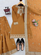 Regal Embroidered Kurta With Matching Sharara And Dupatta - Surat Wholesale Ethnic Wear (Photo 7)