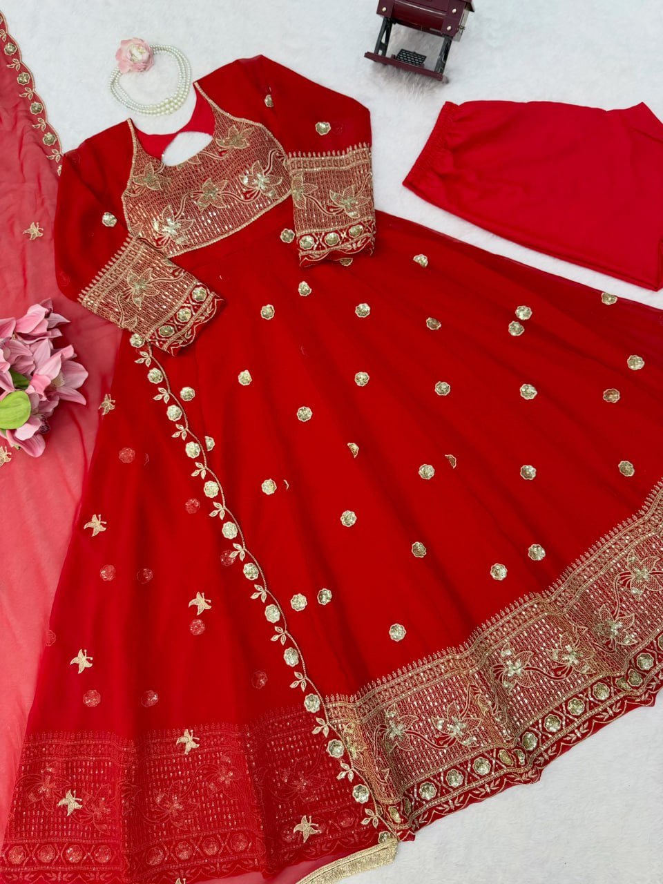 Festive Embroidered Anarkali Suit with Dupatta - Surat Wholesale Ethnic Wear (Photo 7)