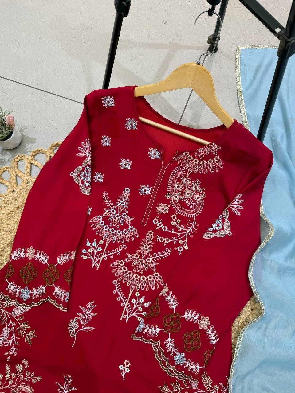 Royal Heritage Intricately Embroidered Kurta and Palazzo Set