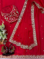 Opulent Embroidered Drape with Intricate Floral Border Detailing