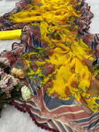 Royal Heritage Floral Printed Saree with Intricate Border Detailing - Surat Wholesale Ethnic Wear (Photo 7)