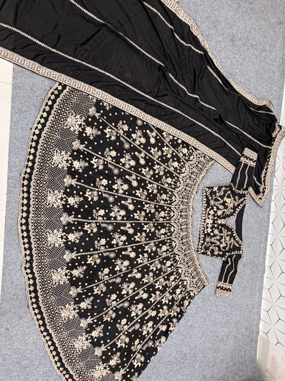 Heavily Embellished Sequined Crop Top Lehenga Choli Set