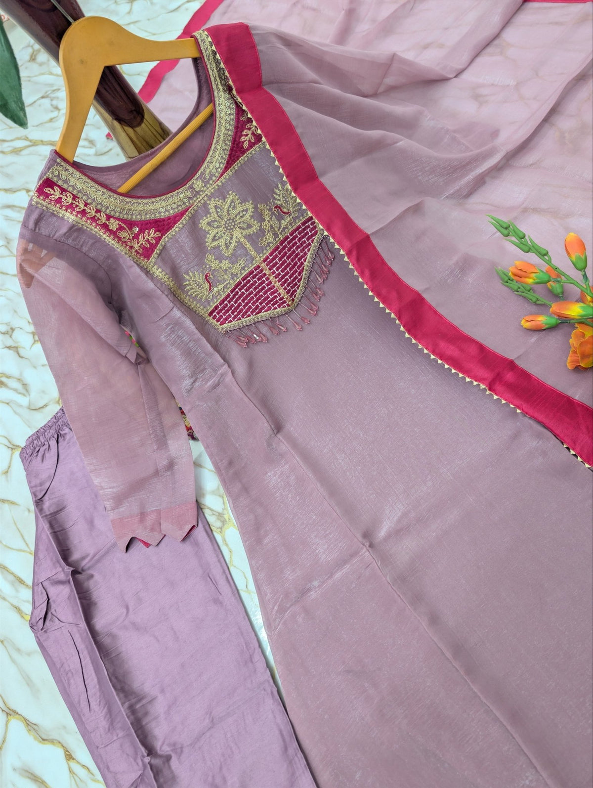 Contemporary Embroidered Draped Kurta Set