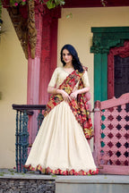 Traditional Kalamkari Print Border Silk Lehenga Set with Dupatta - Surat Wholesale Ethnic Wear (Photo 7)