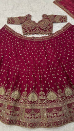 Ornate Dori Embroidered Velvet Lehenga Set with Heavily Embellished Border