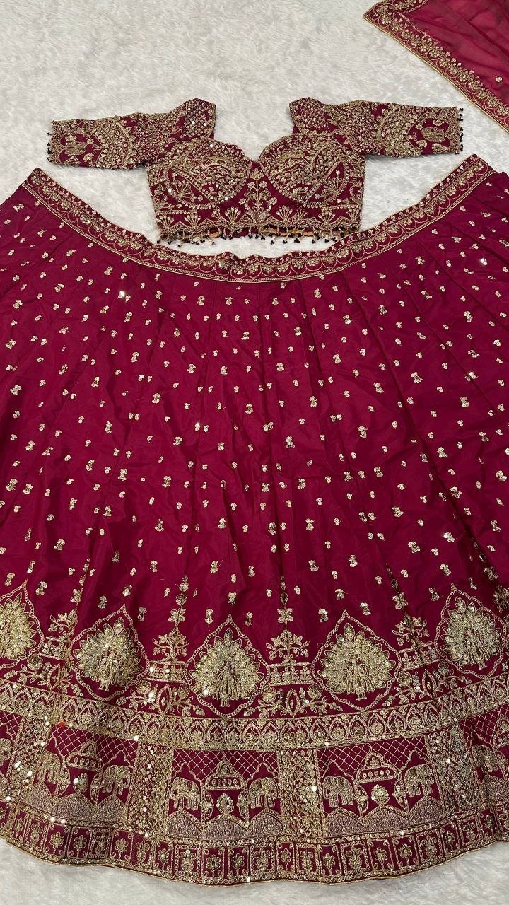 Ornate Dori Embroidered Velvet Lehenga Set with Heavily Embellished Border