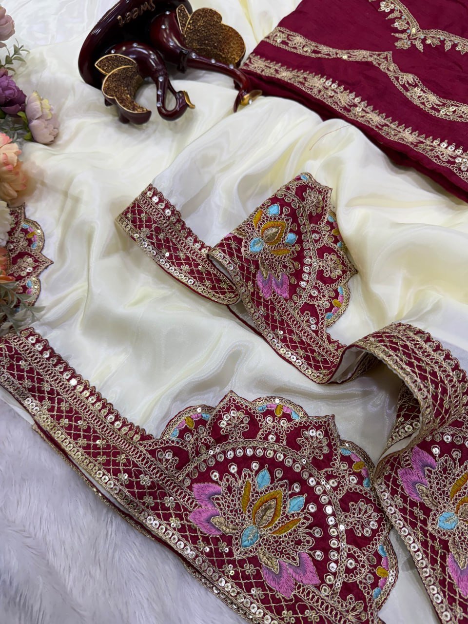 Artisanal Embroidered Drapes with Heritage Motifs for Festive Occasions