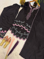 Playful Embroidered Short Kurta and Scalloped Palazzo Set
