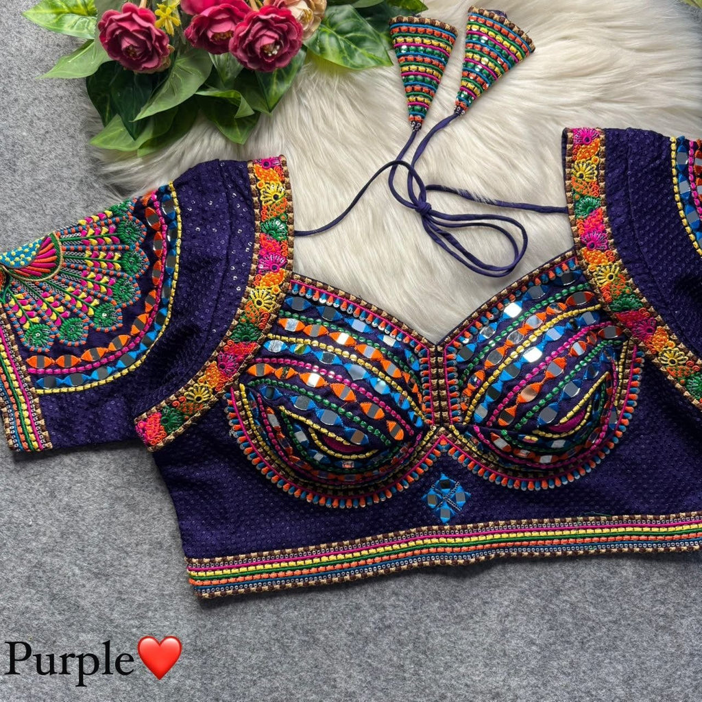 Boho Ethnic Fusion Peacock Handcrafted Heavy Embroidered Blouse