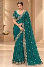 Timeless Splendor Embroidered Saree with Intricate Floral Zari Border Detailing - Surat Wholesale Ethnic Wear (Photo 7)