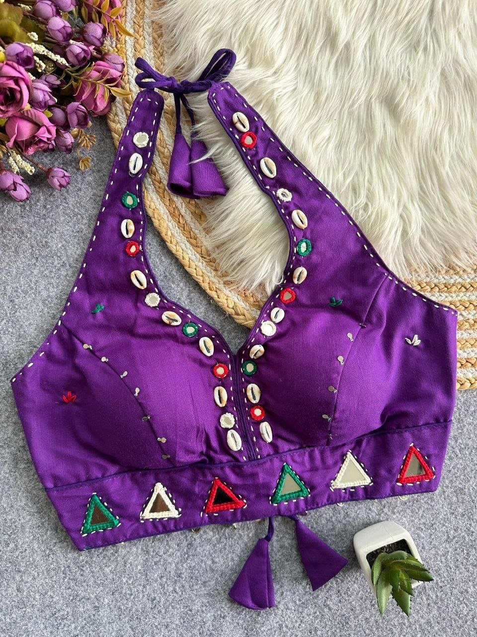 Artisanal Handcrafted Shell Embroidered Ethnic Blouse