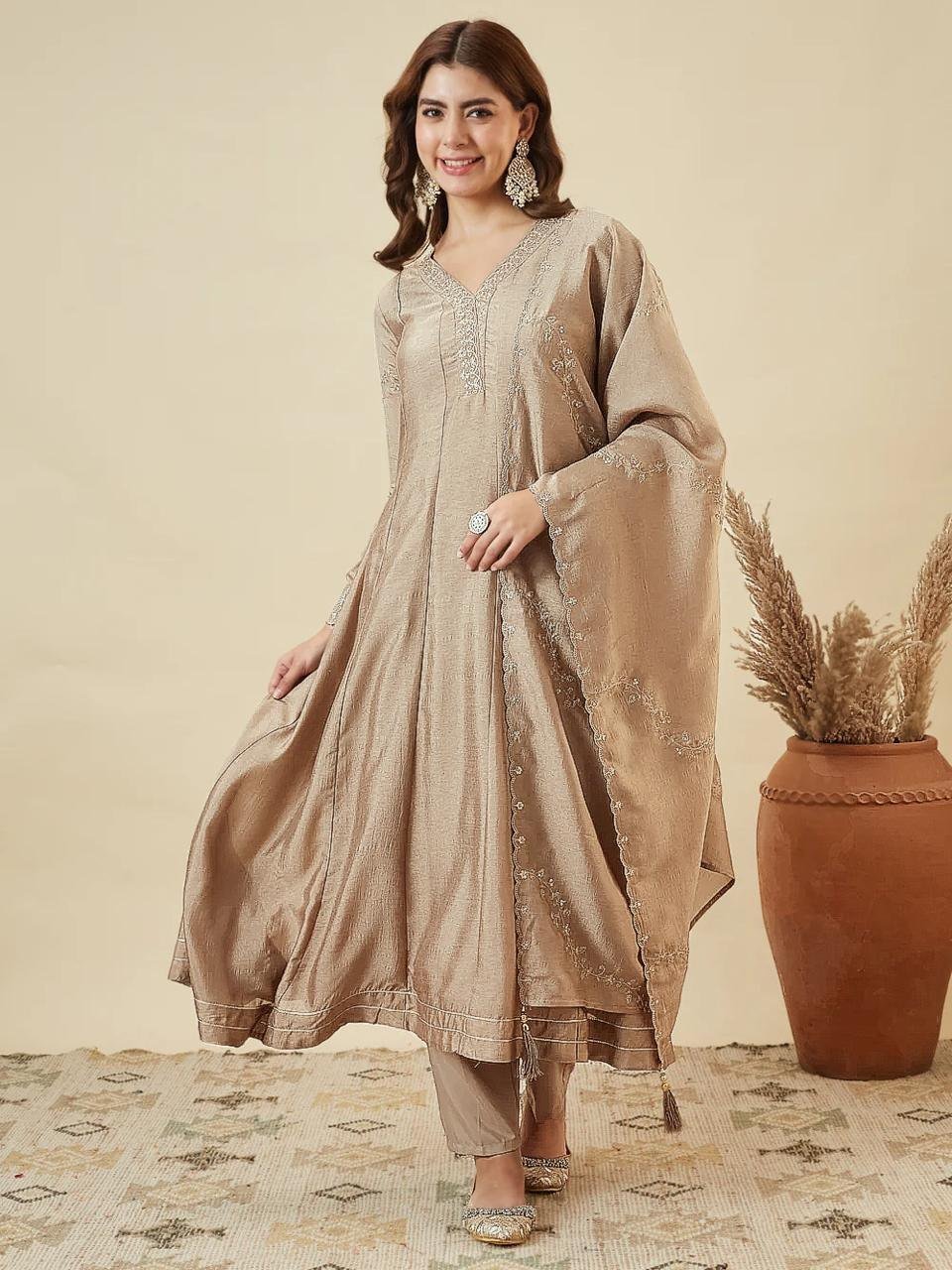 Regal Heritage Embroidered Anarkali Ensemble