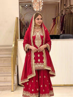 Opulent Luxury Heavy Zardozi Embroidered Kurta and Sharara Set with Dupatta