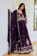 Elephant Motif Embroidered Silk Lehenga Set with Lace Border Dupatta - Surat Wholesale Ethnic Wear (Photo 7)