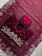 Artisanal Paisley Embroidered Saree for Timeless Celebrations