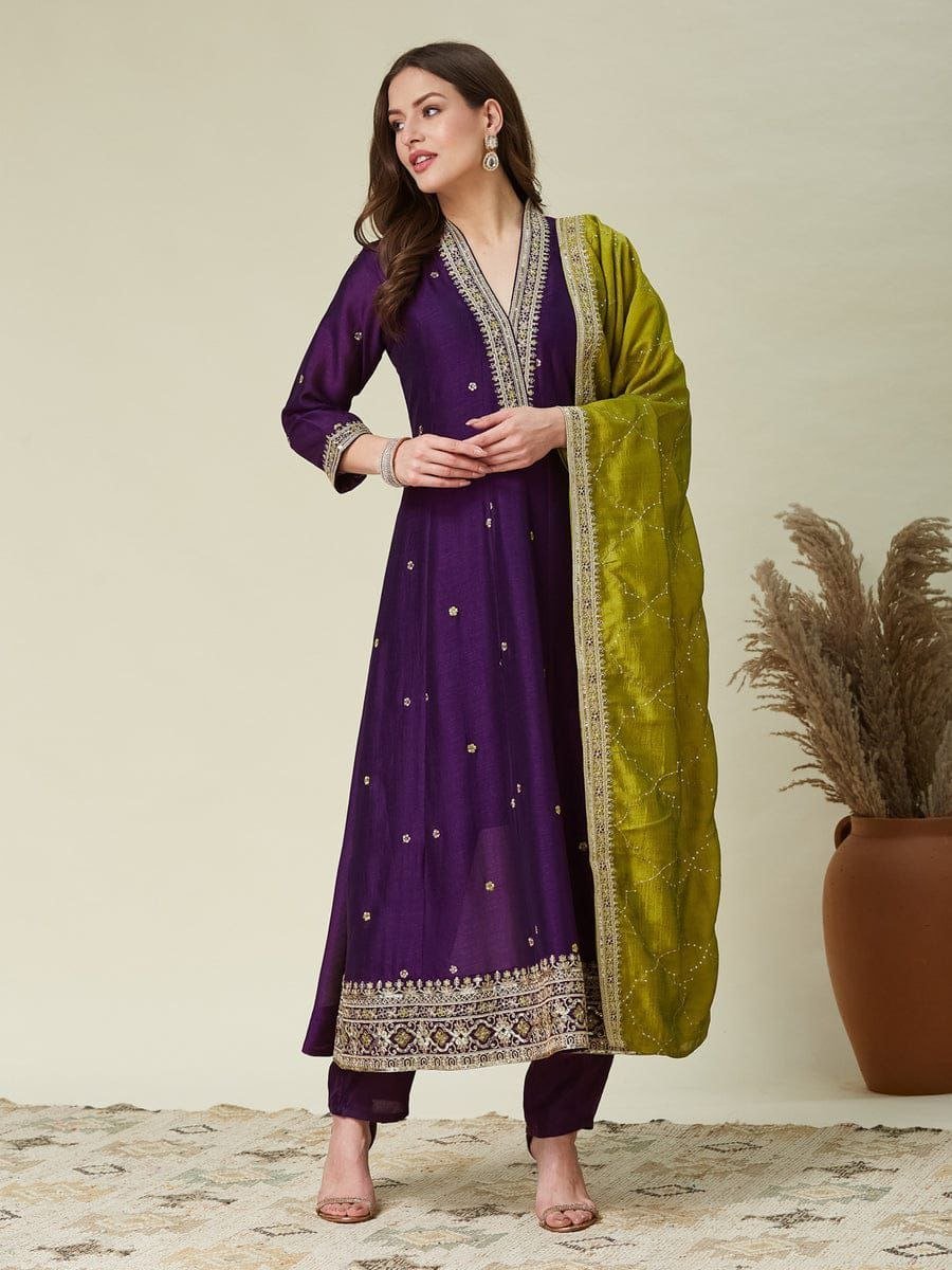 Regal Tradition Embroidered Festive Anarkali Ensemble