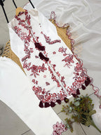 Contemporary Floral Embroidered Suit with Delicate Sheer Dupatta