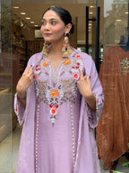 Subtle Grace Embroidered Straight Kurta Set with Tasseled Hem Dupatta