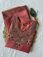 Embroidered Anarkali Kurta Set with Zari Striped Dupatta
