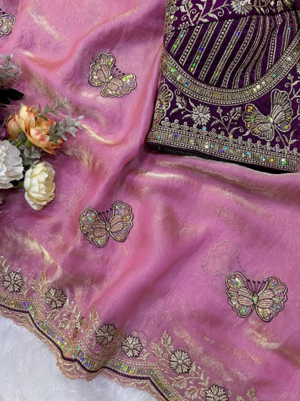 Royal Draped Saree with Intricate Embroidered Blouse