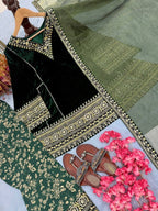 Velvet Heavily Embroidered Kurta With Salwar And Dupatta Set - Surat Wholesale Ethnic Wear (Photo 7)