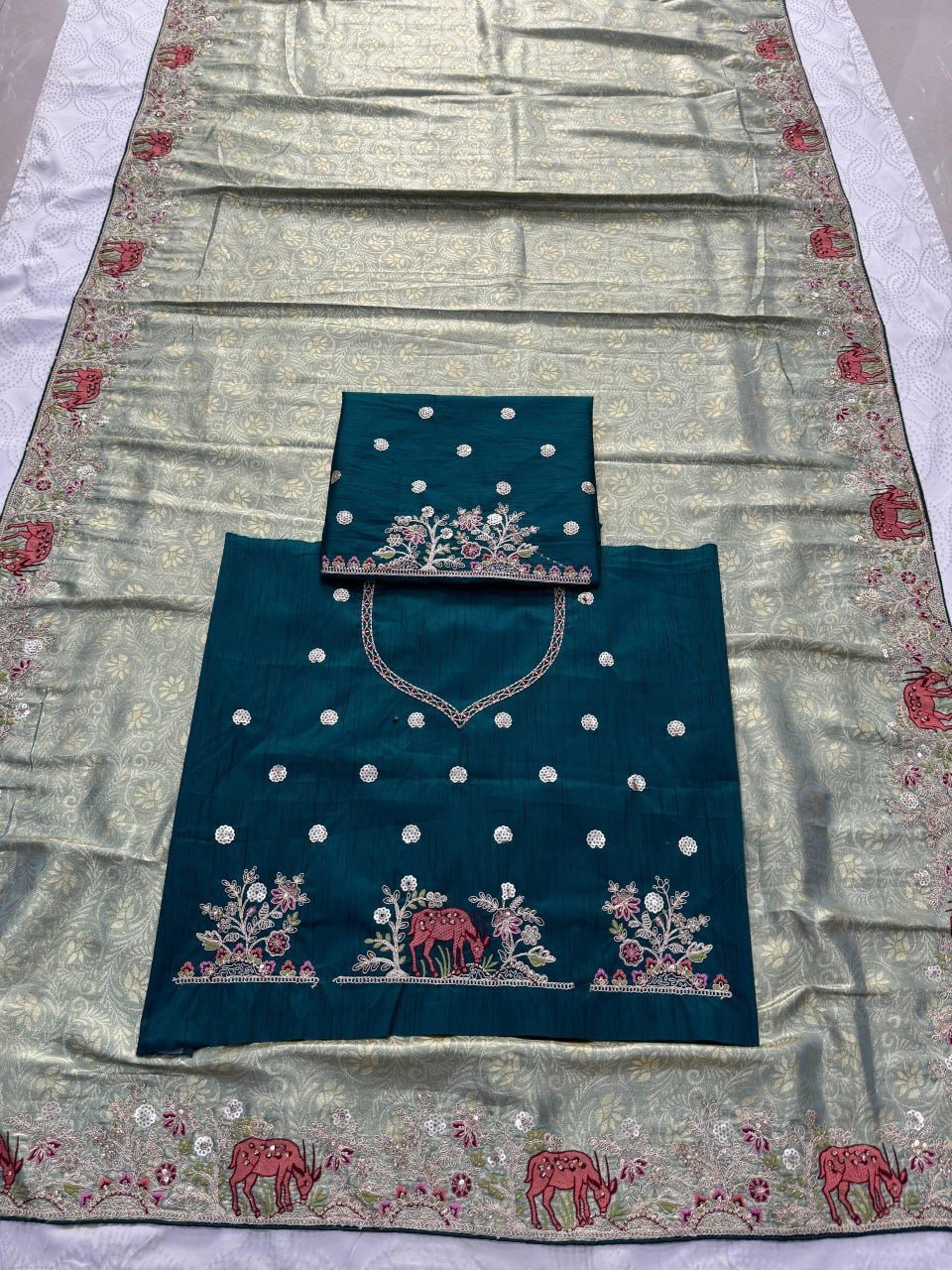 Artisanal Heritage Embroidered Saree for Grand Celebrations