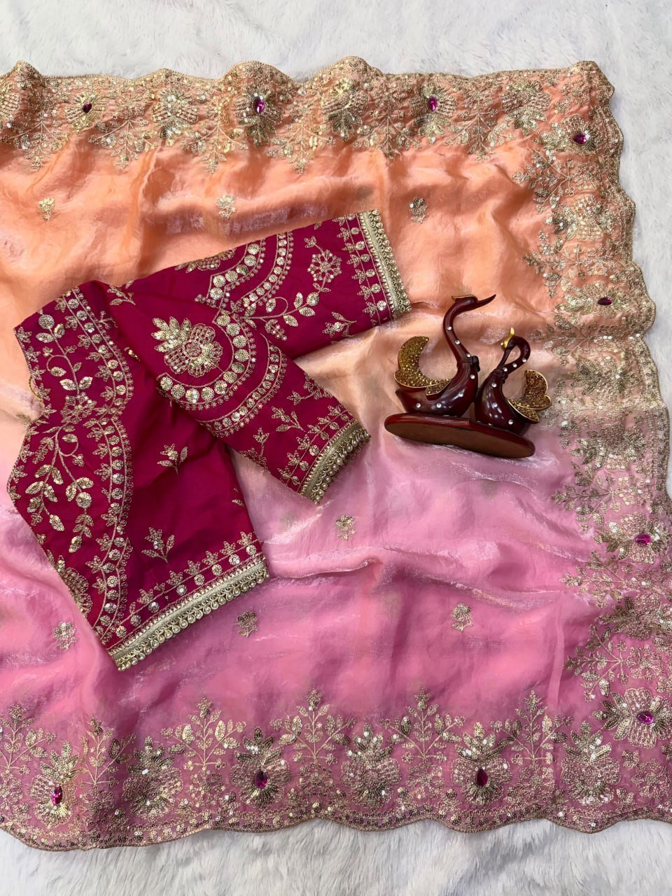 Royal Heritage Embroidered Saree with Intricate Zari Work and Regal Traditional Charm