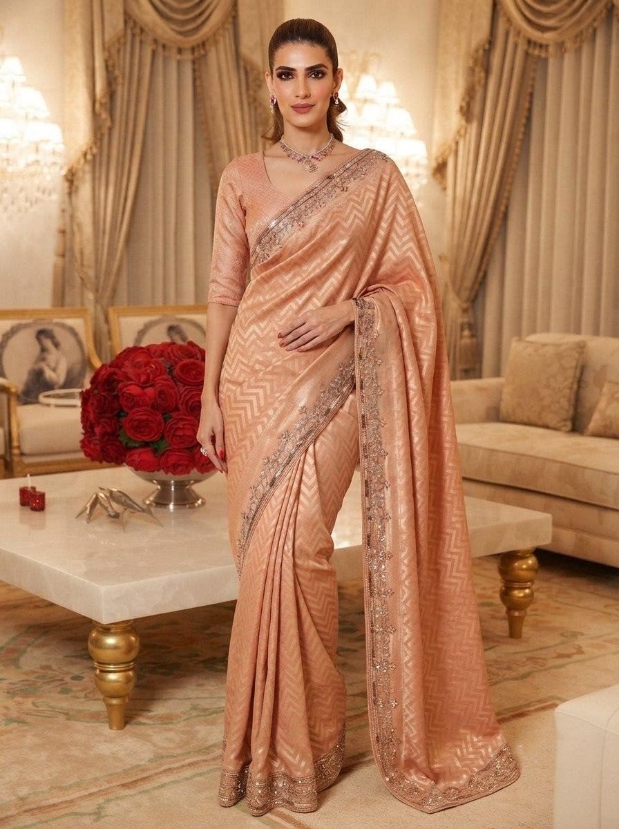 Exquisite Green with Designer Saree Set