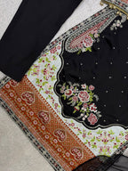 Embroidered Kaftan Kurta Set with Intricate Floral Borders and Shell Detail Cuffs