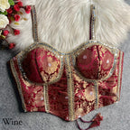 Cocktail Party Polish Jacquard Strapless Corset Blouse - Surat Wholesale Ethnic Wear (Photo 7)