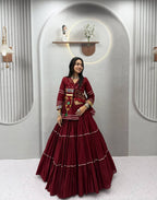 Tiered Flared Lehenga with Tasseled Embroidered Koti Jacket