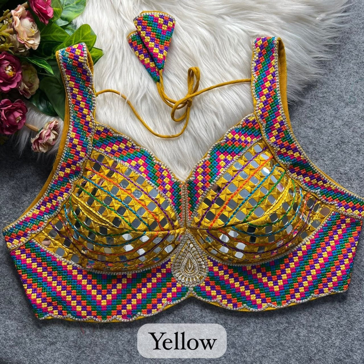 Artisanal Handcrafted Mirror Work Sleeveless Blouse
