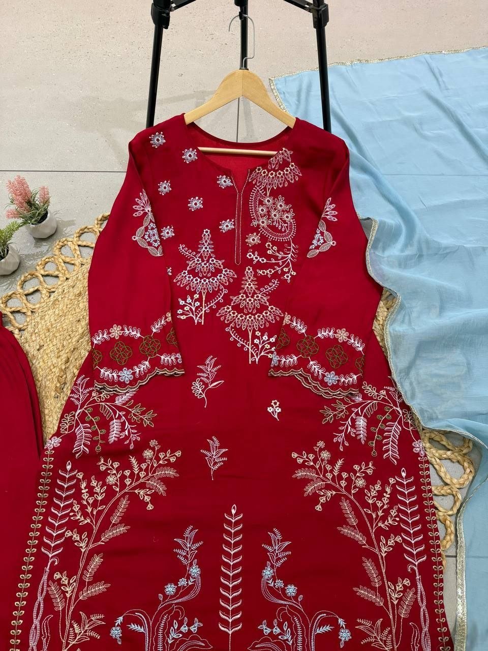 Royal Heritage Intricately Embroidered Kurta and Palazzo Set