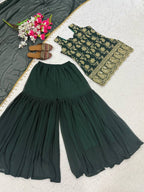 Regal Embroidered Palazzo Ensemble With Flowing Dupatta