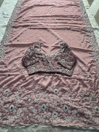 Opulent Luxury Floral Embroidered Saree with Intricate Scalloped Border Detailing - Surat Wholesale Ethnic Wear (Photo 8)