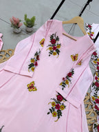 Garden Floral Romance Embroidered Anarkali Kurta with Dupatta Set