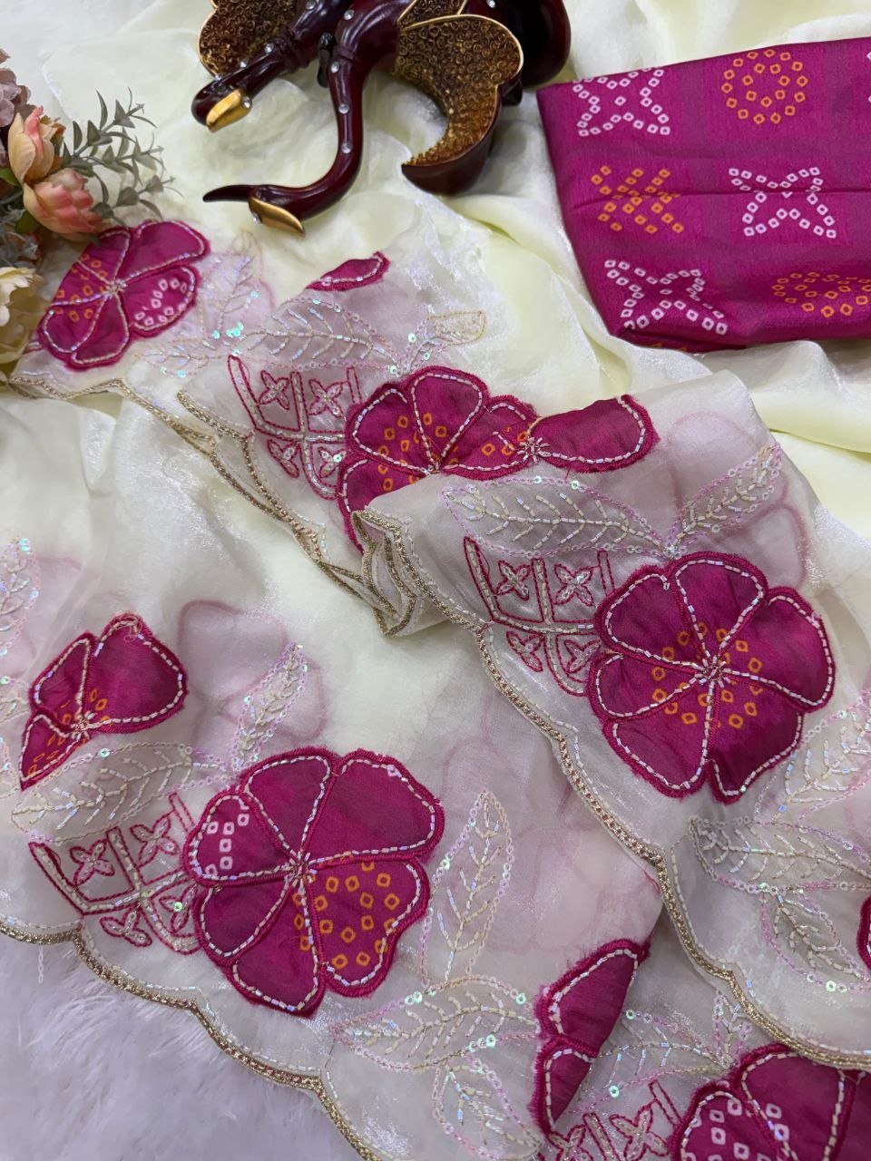 Artisanal Motif Draped Saree for Timeless Festive Charm