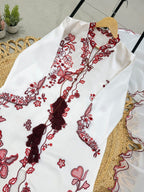 Contemporary Floral Embroidered Suit with Delicate Sheer Dupatta