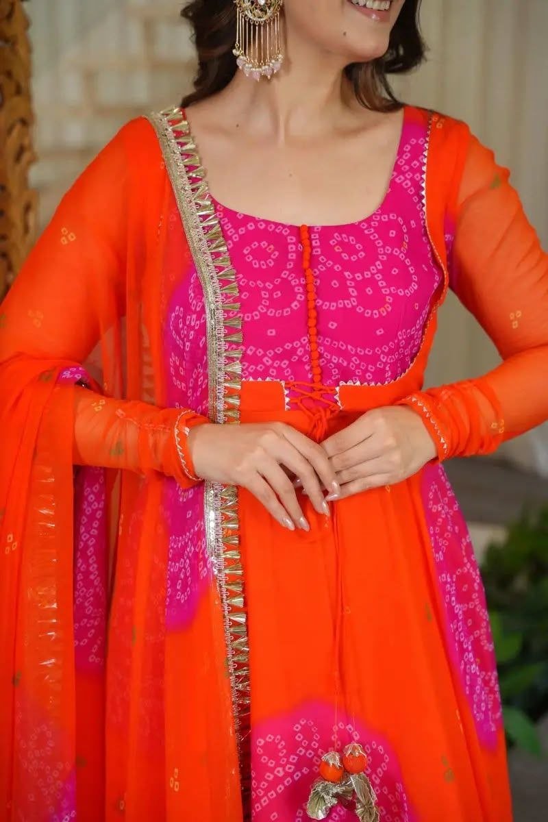 Elegant Orange Faux Designer Lehenga Set