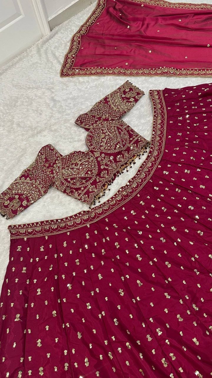 Ornate Dori Embroidered Velvet Lehenga Set with Heavily Embellished Border