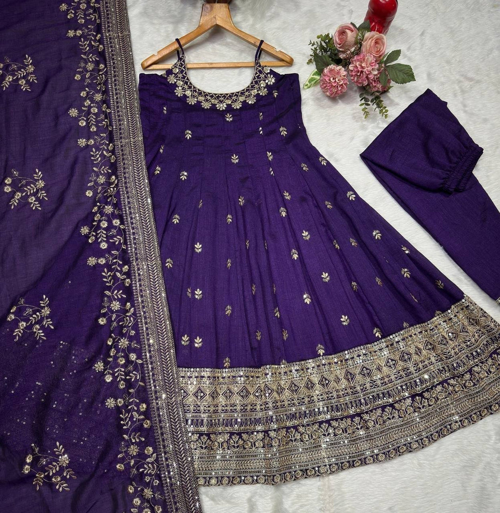 Regal Embroidered Flared Ensemble for Festive Celebrations